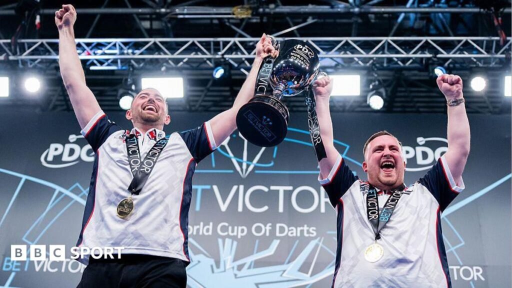 Luke Humphries and Luke Littler lift the World Cup of Darts trophy