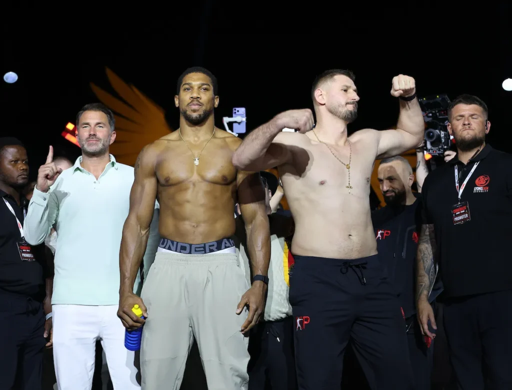 'Fingers crossed' says Eddie Hearn as Anthony Joshua readies for Kristian Prenga 'HE SHOWED WEAKNESSES' Brandon Figueroa Talks Bruce Carrington and Naoya Inoue Mega Fights