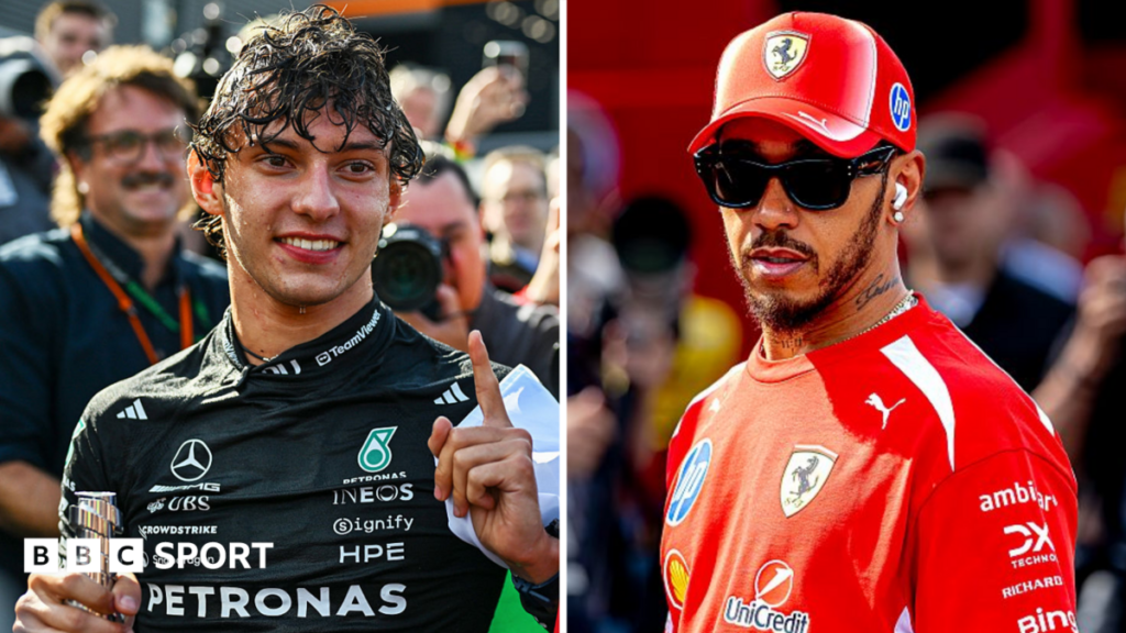 Belgian Grand Prix: Harry Benjamin’s driver ratings at Spa-Francorchamps A split image of Kimi Antonelli and Lewis Hamilton, showing Antonelli celebrating his Belgian Grand Prix victory and Hamilton wearing sunglasses