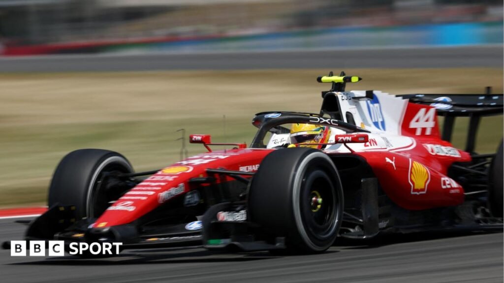 British Grand Prix: Lewis Hamilton fastest in only Silverstone practice session Ferrari's Lewis Hamilton during British Grand Prix practice