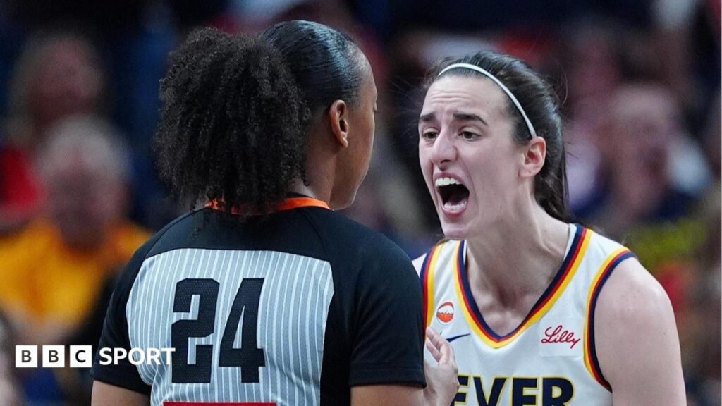 Caitlin Clark yells in referee’s face in Indiana Fever defeat by Golden State Valkyries Caitlin Clark yells at referee Gerda Gatling