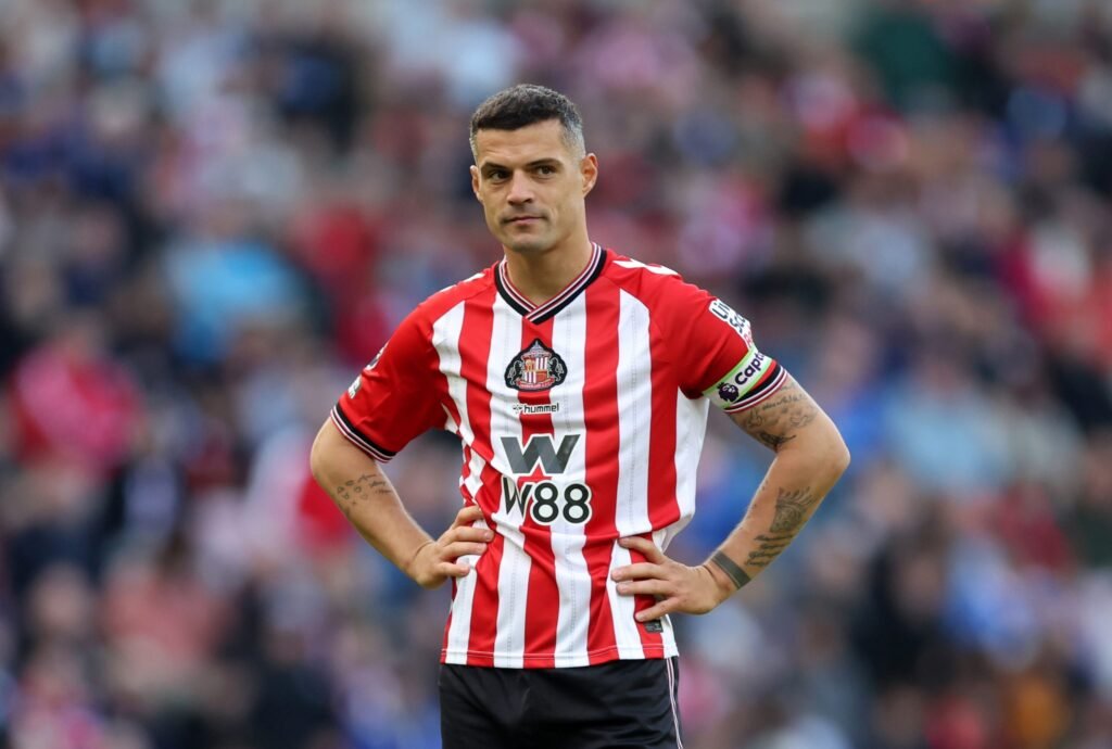 Granit Xhaka of Sunderland reacts during the Premier League match