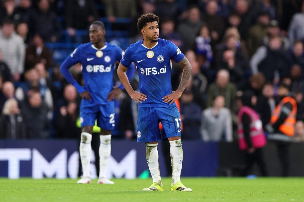 Chelsea’s midfield plans clear as Enzo deal grows less likely Andrey Santos of Chelsea reacts