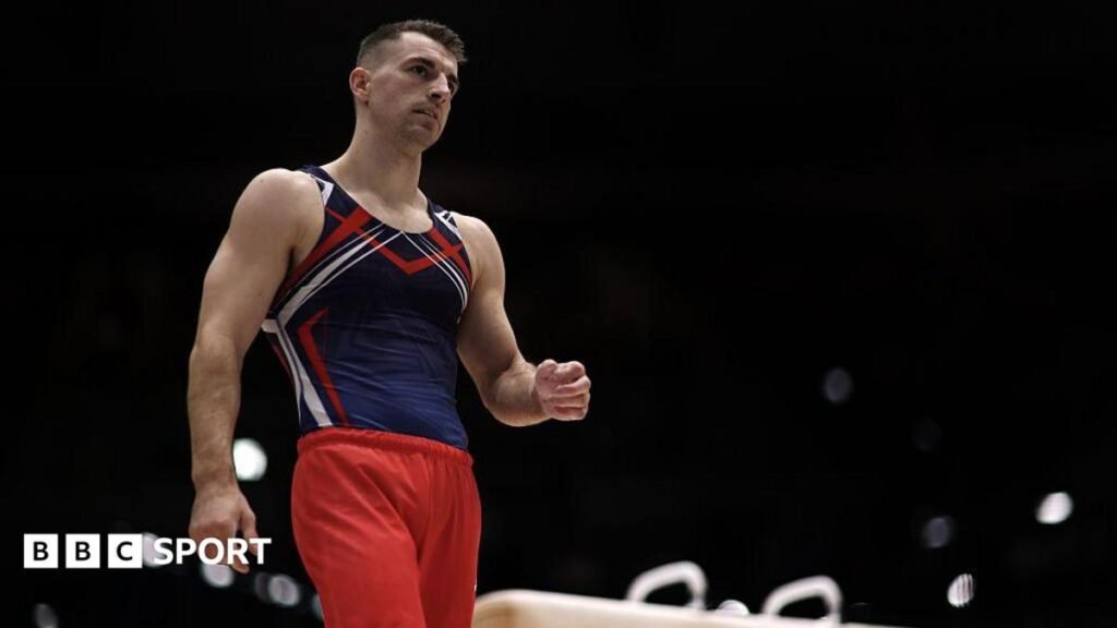 Max Whitlock competing at the British Championships in March