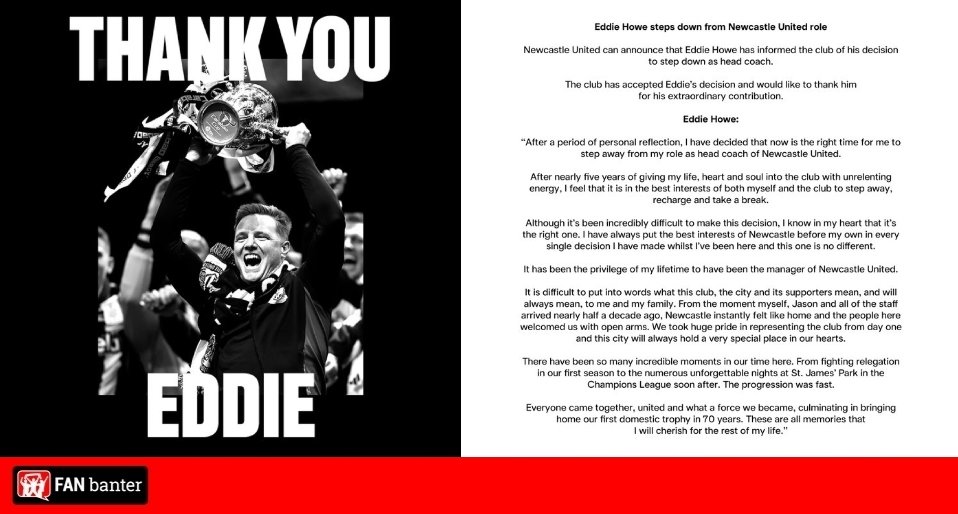 Eddie Howe speaks on decision to step down as Newcastle United head coach Eddie Howe speaks on decision to step down as Newcastle United head coach