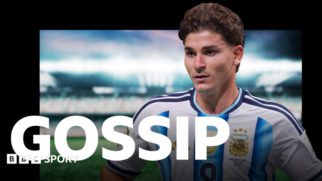 Football gossip: Alvarez, Manzambi, Guardiola, Kane, Muharemovic, Wharton, Garnacho BBC Sport Gossip graphic featuring an image of Joao Gomes playing for Wolves