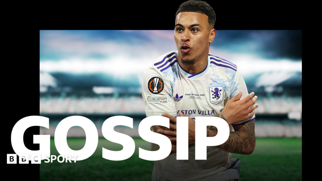 Football gossip: Rogers, Spence, Kroupi, Emersonn A graphic of Premier League players from every team in the division in 2025-26 season, with the Premier League trophy in front of them.