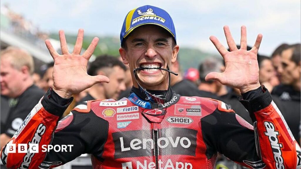 German MotoGP: Marc Marquez continues Sachsenring dominance Marc Marquez celebrates after Sunday's race
