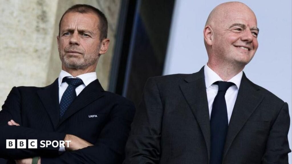 Gianni Infantino: Can Fifa president survive after Uefa threatens World Cup boycott? Uefa president Aleksander Ceferin (left) and his Fifa counterpart Gianni Infantino
