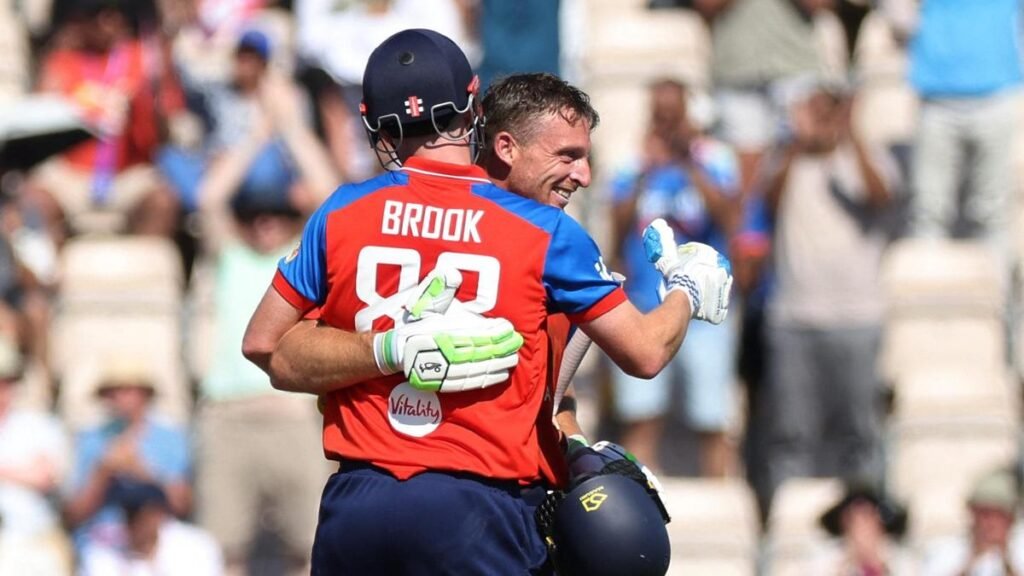 India swept away by England as Buttler-Brook record partnership sets up 56-run win in fifth T20I India swept away by England as Buttler-Brook record partnership sets up 56-run win in fifth T20I