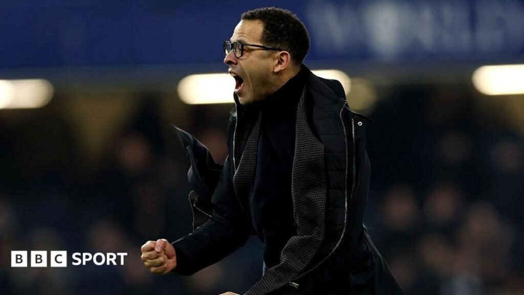 Liam Rosenior: Former Chelsea manager named Paris FC manager Liam Rosenior shouts and punches the air after Chelsea score