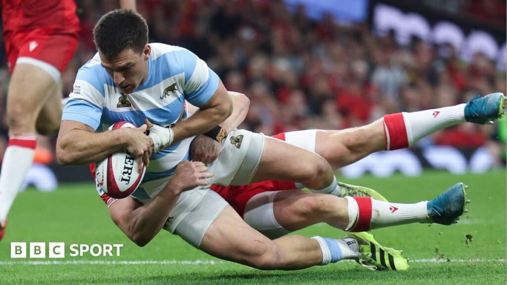 Nations Championship: Wales aim to turn tables on Argentina Geronimo Prisciantelli of Argentina scores against Wales in Cardiff