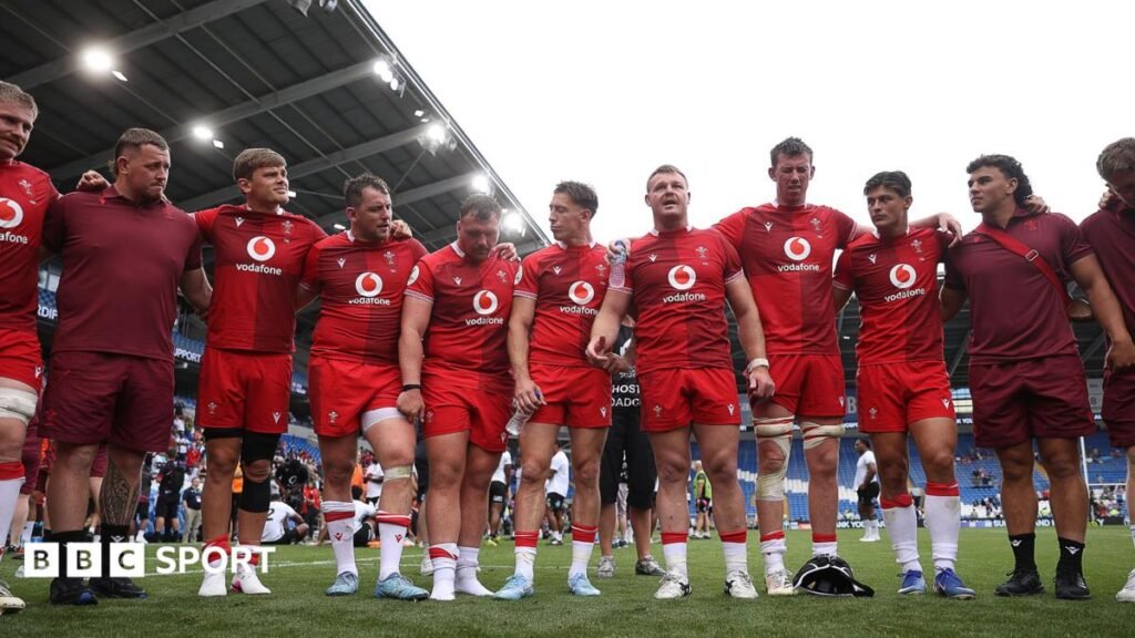Nations Championship: Wales prepare to take flight for tough tests in Argentina and South Africa Dewi Lake speaks to his players after the 39-24 win against Fiji