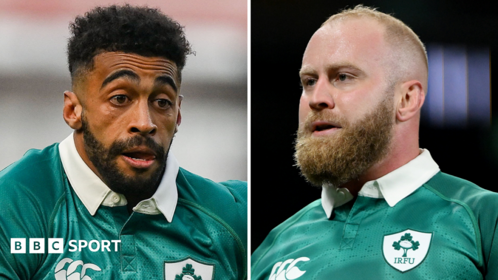 New Zealand v Ireland: Rob Baloucoune and Jeremy Loughman fit Rob Baloucoune and Jermey Loughman
