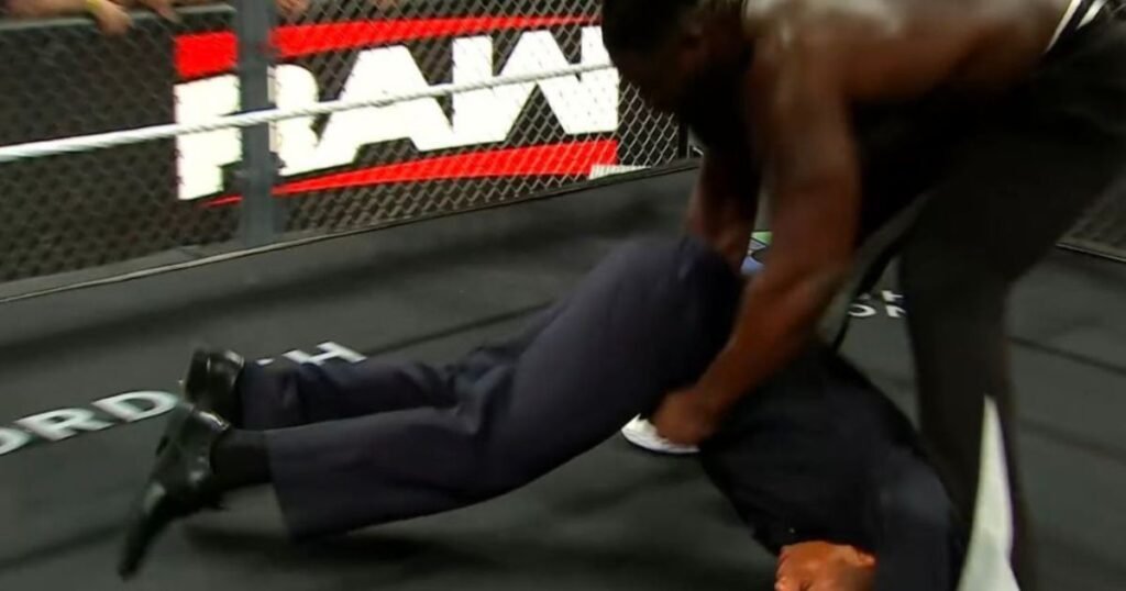 Oba Femi Appears To Save WWE Extra From Scary Landing On RAW