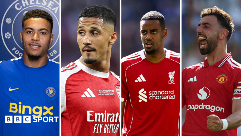 Premier League preview: Is it the most open title race in years? Split picture of Morgan Rogers, William Saliba, Alexander Isak and Bruno Fernandes