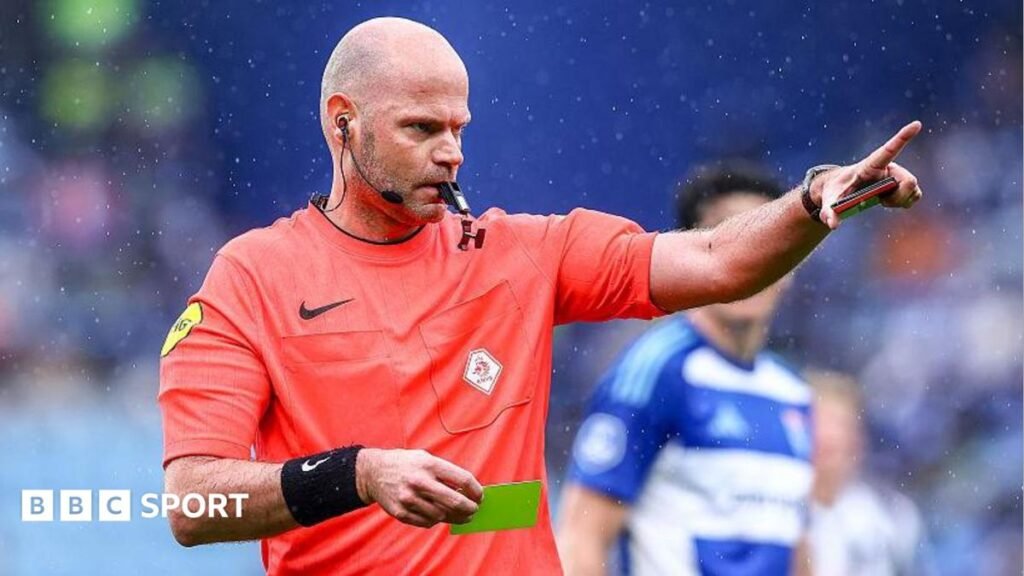 Rob Dieperink: Dutch referee dies aged 38, weeks after being dropped from World Cup Rob Dieperink holds a yellow card