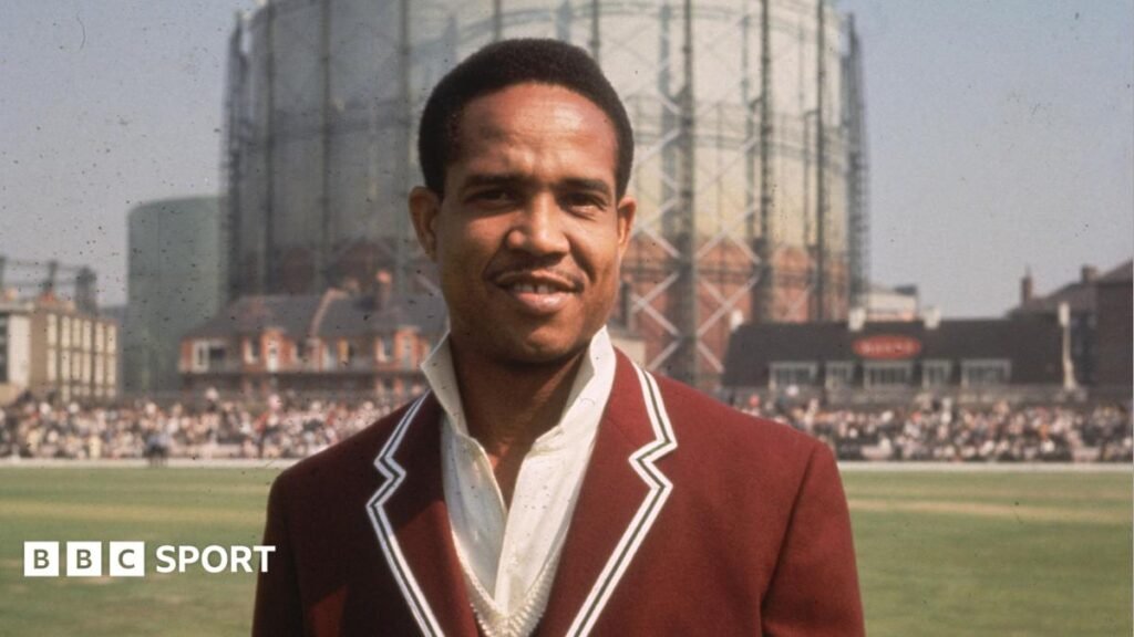 Sir Clive Lloyd pays tribute to ‘greatest all-round cricketer’ Sir Garfield Sobers at funeral Gary Sobers before the start of the fifth Test between the West Indies and England at the Oval in 1966, standing on the outfield in a claret blazer over his whites, with the nearby gasometer in the background