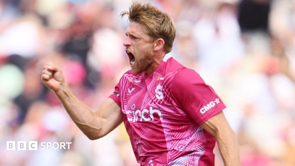 T20 Blast: Northants edge thriller with Somerset to reach final David Willey, wearing a Northamptonshire Steelbacks pink jersey, jumps in the air with his fist pumped to celebrate a wicket against Somerset in the T20 Blast semi-final