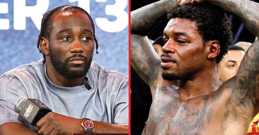 Terence Crawford reacts to Errol Spence Jr announcing retirement after Tim Tszyu defeat