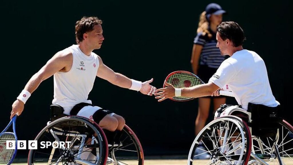 Wimbledon 2026: Britain’s Alfie Hewett keeps hopes of two titles alive Alfie Hewett and Gordon Reid of Great Britain