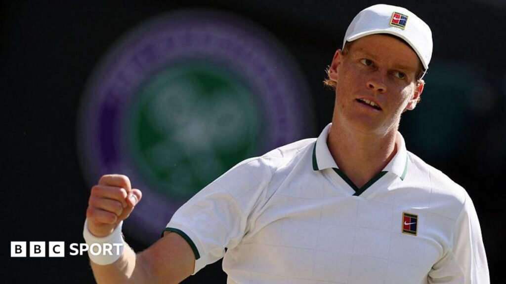 Wimbledon 2026 results: Jannik Sinner reaches semi-finals with win over Jan-Lennard Struff Jannik Sinner celebrates victory by punching the air with his right arm