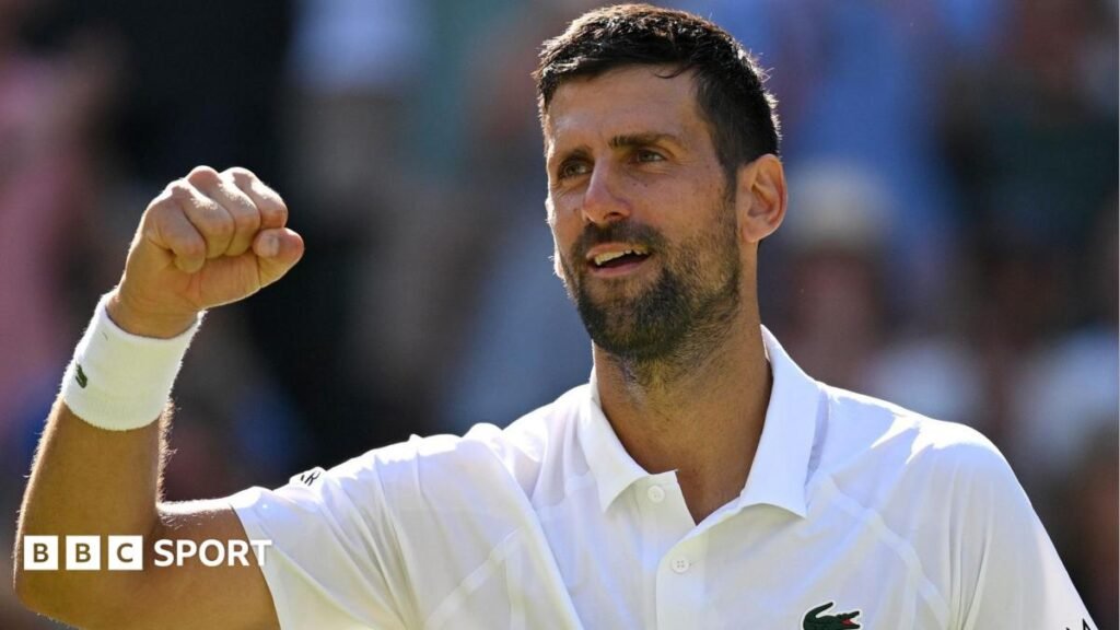 Wimbledon 2026 results: Novak Djokovic battles past Arthur Rinderknech to match Roger Federer’s win record, JannikSinner through Novak Djokovic celebrates after defeating Arthur Rinderknech