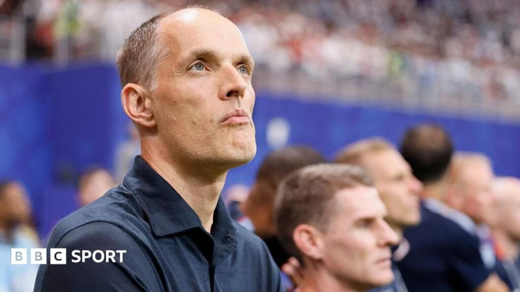 World Cup 2026: England coach Thomas Tuchel delivers message to players A close-up picture of England head coach Thomas Tuchel looking thoughtful on the touchline in the World Cup semi-final against Argentina