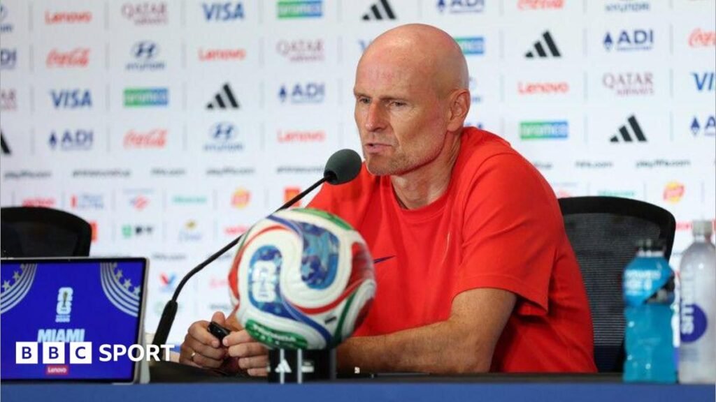 World Cup 2026: England favourites to reach semi-finals – Norway boss Jude Bellingham covers his mouth talking to Erling Haaland who is about to hug him