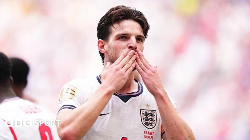 World Cup 2026: England team is best for a long time – Declan Rice Declan Rice celebrates scoring for England against France in their World Cup third-place play-off