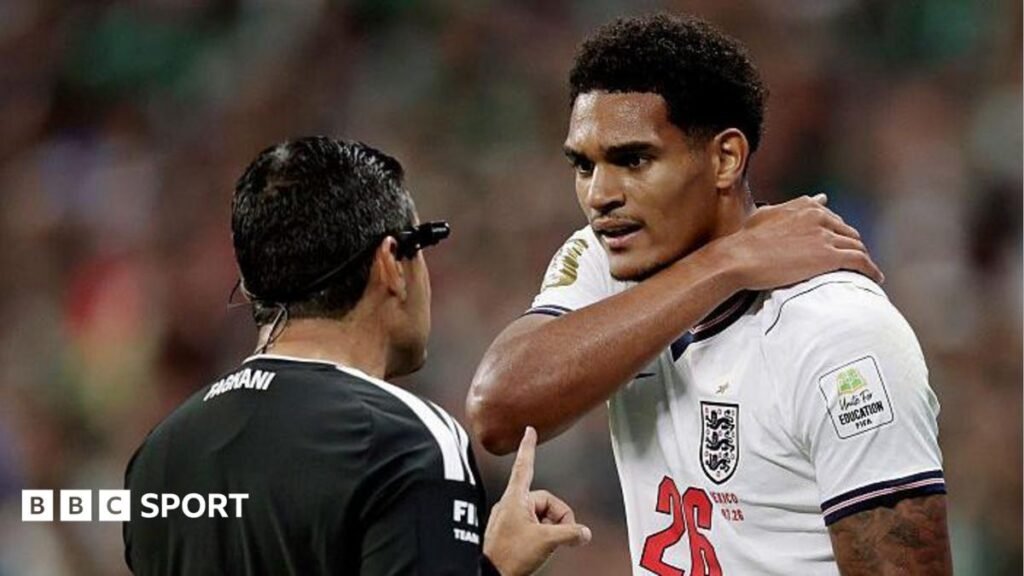 World Cup 2026: FA could appeal after Jarell Quansah red card v Mexico Jarell Quansah speaks to the referee during England v Mexico
