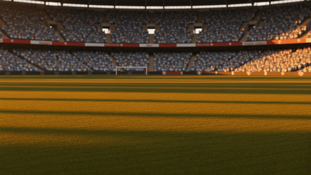World Cup 2026 QF: Argentina vs Switzerland Predictions Floodlit stadium pitch with golden-hour lighting, packed stands in blue and red national colours, dramatic shadows.