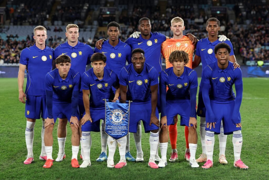 Chelsea FC line up during the Sydney Super Cup match between Western Sydney Wanderers and Chelsea FC