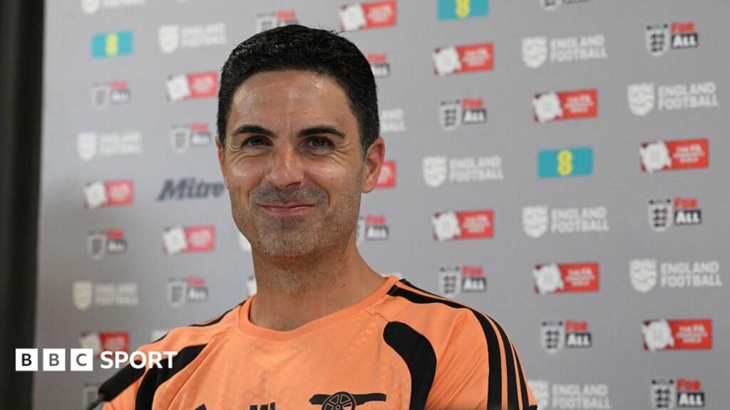 Arsenal: Mikel Arteta not worried about contract talks with deal expiring in 2027 Mikel Arteta stifles a laugh while sitting at a press conference