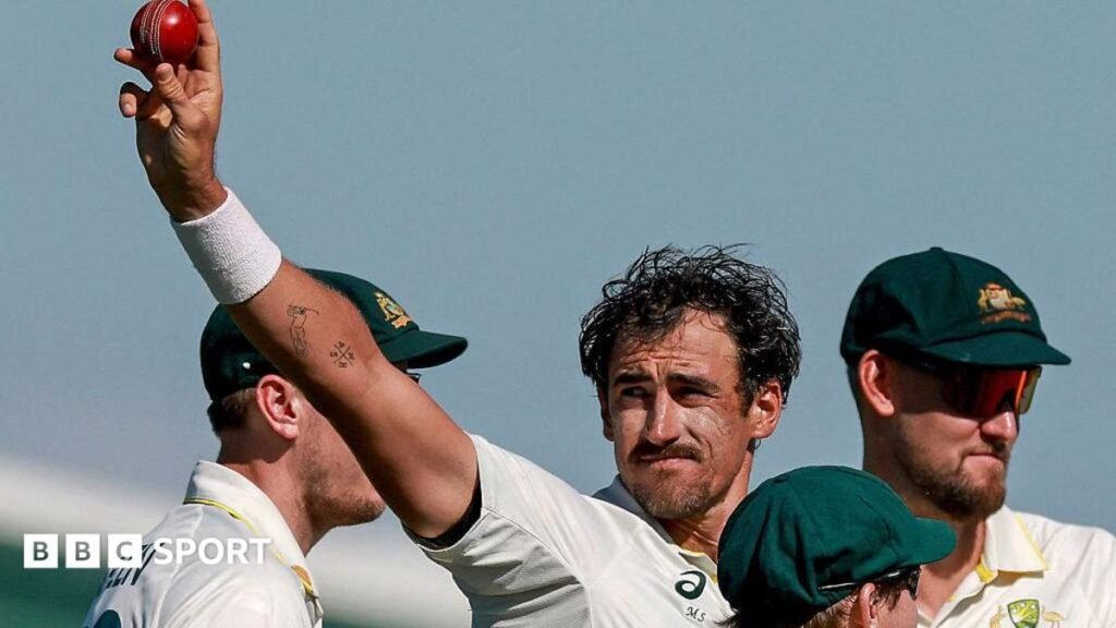Australia thrash Bangladesh in second Test as Starc takes 10 wickets Australia cricketer Mitchell Starc celebrates his 10th wicket in the match by holding the ball up