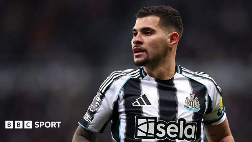 Bruno Guimaraes: Arsenal close in on transfer for Newcastle captain Bruno Guimaraes is looking on in a black and white Newcastle shirt