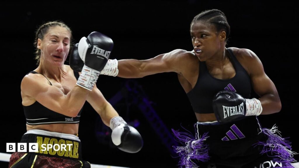 Caroline Dubois vs Amelia Moore: Win for Briton keeps Alycia Baumgardner showdown in picture Caroline Dubois lands a punch on Amelia Moore