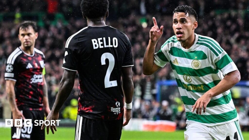 Camilo Duran celebrates after scoring for Celtic