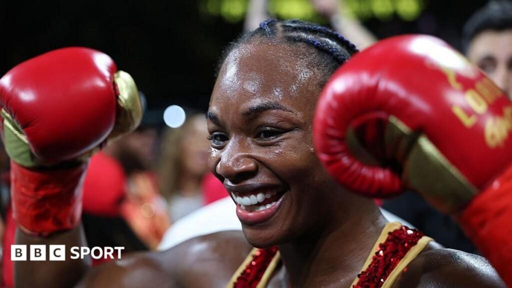 Claressa Shields eyes Lauren Price fight on dominant middleweight return Claressa Shields reacts after defeating Kaye Scott
