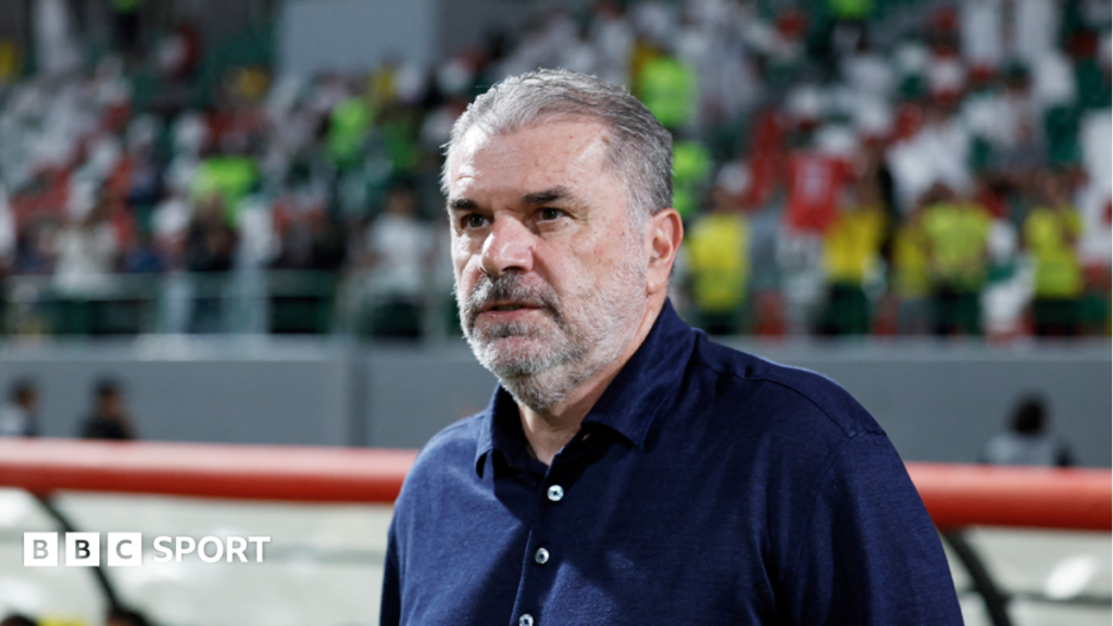 Ange Postecoglou on the sidelines during Al-Nassr's 3-2 win at Al Ettifaq