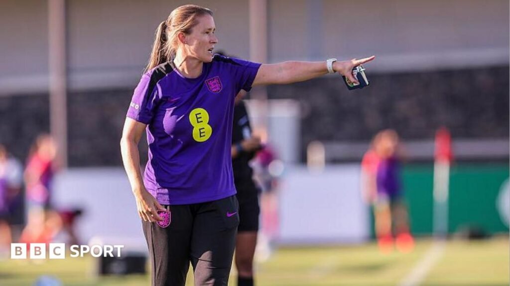 England: ‘Continue as normal’ message from FA to England U20s coach Lydia Bedford Head Coach Lydia Bedford of England gestures during the International friendly match between Portugal and England