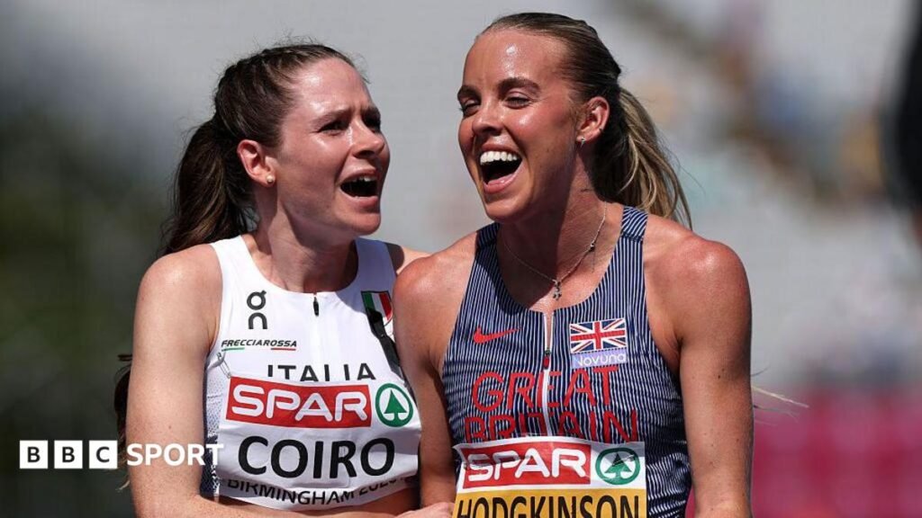 European Athletics Championships 2026: Keely Hodgkinson into 800m final, rival Audrey Werro falls but through after appeal Eloisa Coiro of Team Italy and Keely Hodgkinson of Team Great Britain interact after competing in the Women's 800 Metres Semi-Finals