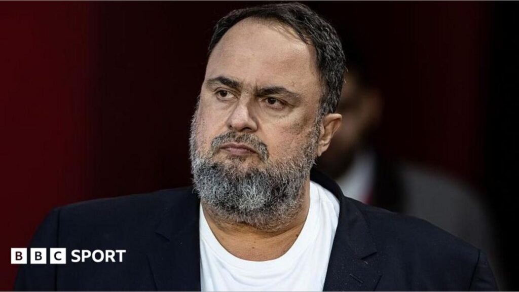 Nottingham Forest's owner Evangelos Marinakis arriving at the stadium during the Premier League match between Nottingham Forest and Arsenal at City Ground
