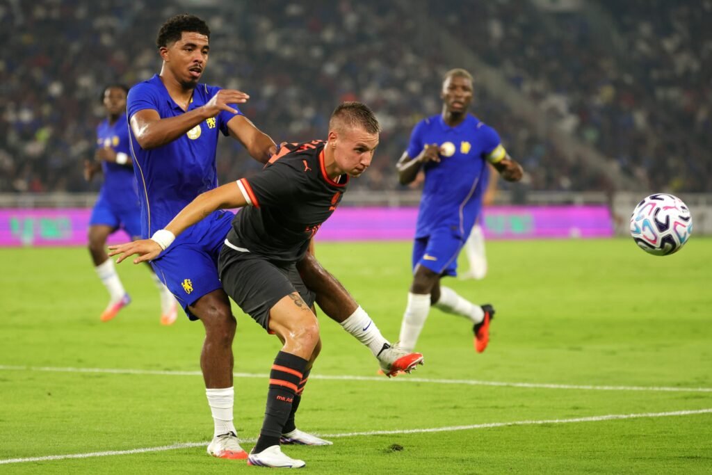 Fofana responds to critics after shocking end to Chelsea season Francesco Camarda of AC Milan controls the ball against Wesley Fofana