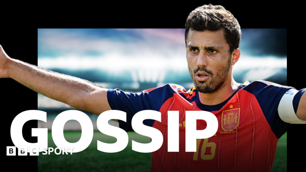 Football gossip: Rodri, Romero, Diomande, Torres, McNeil, Johnson, Ruggeri BBC Sport Gossip graphic featuring an image of Enzo Fernandez playing for Argentina