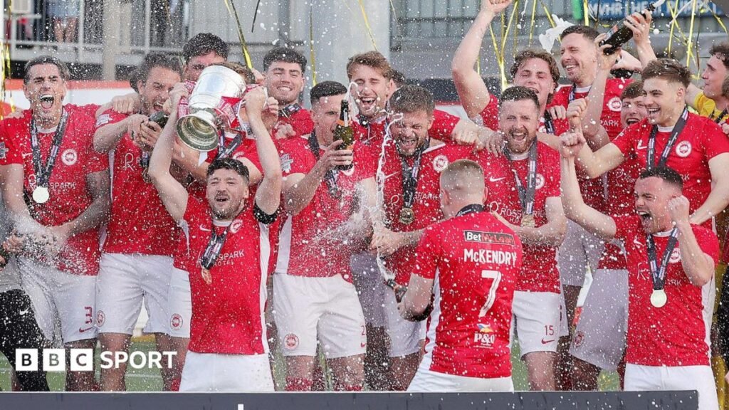 Larne celebrating