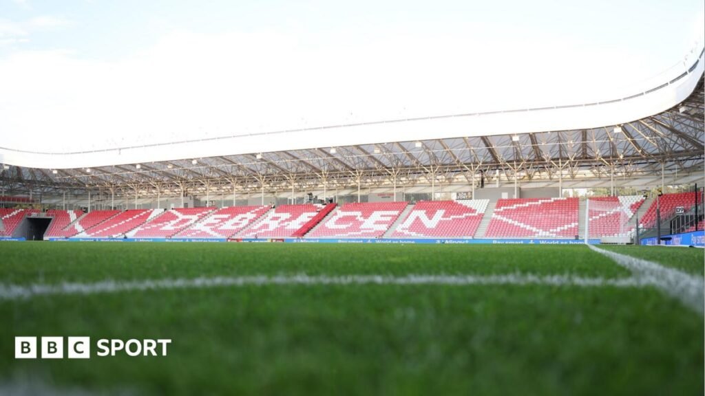 A general view of an empty Nagyerdei Stadion