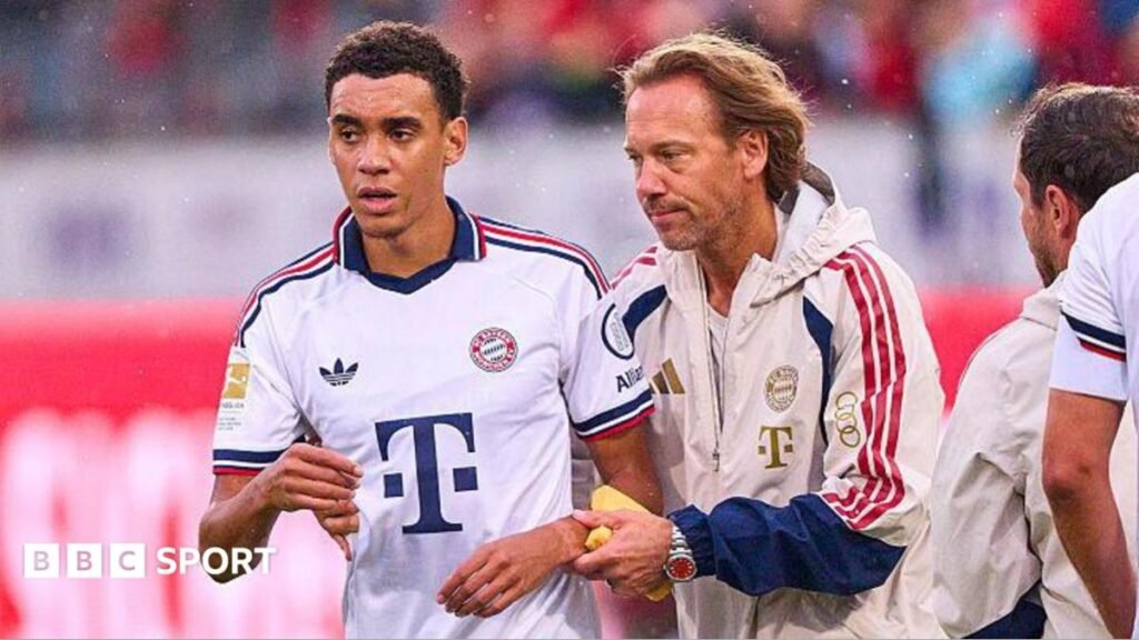 Jamal Musiala collapses during Bayern Munich match for second time in four-day period Jamal Musiala is helped off the pitch