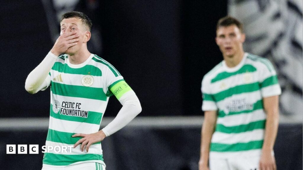 Celtic captain Callum McGregor looks dejected