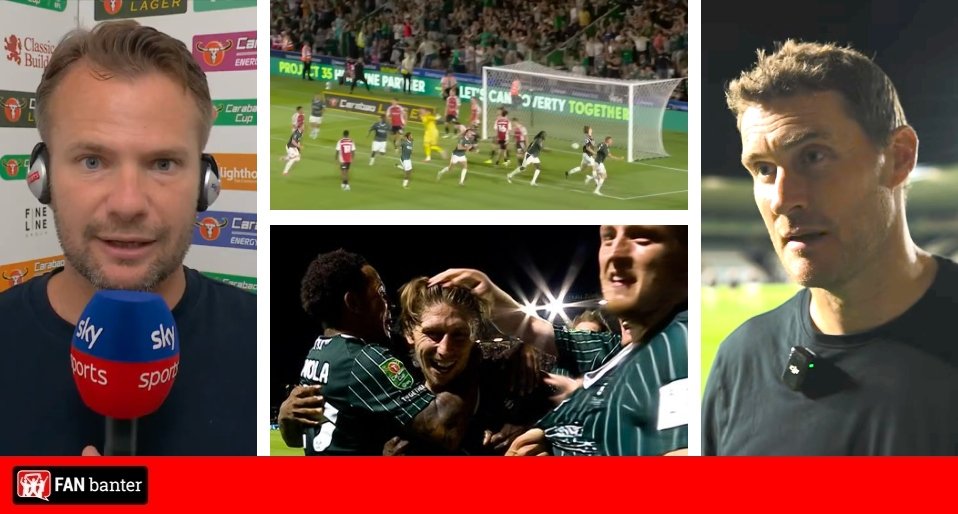 Late double from Plymouth beats 10-man Exeter; Hartridge calls out abuse from Exeter fans Late double from Plymouth beats 10-man Exeter; Hartridge calls out abuse from Exeter fans